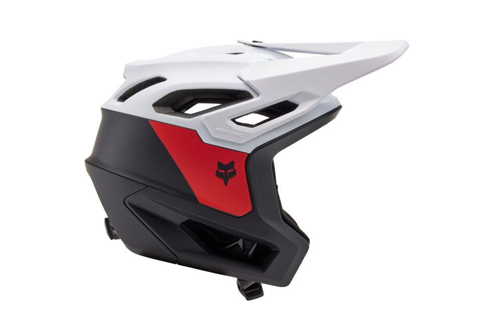 Fox Dropframe Pro helmet Black_White 31460_018_1 side on.jpg New Fox Dropframe Pro helmet offers even more coverage