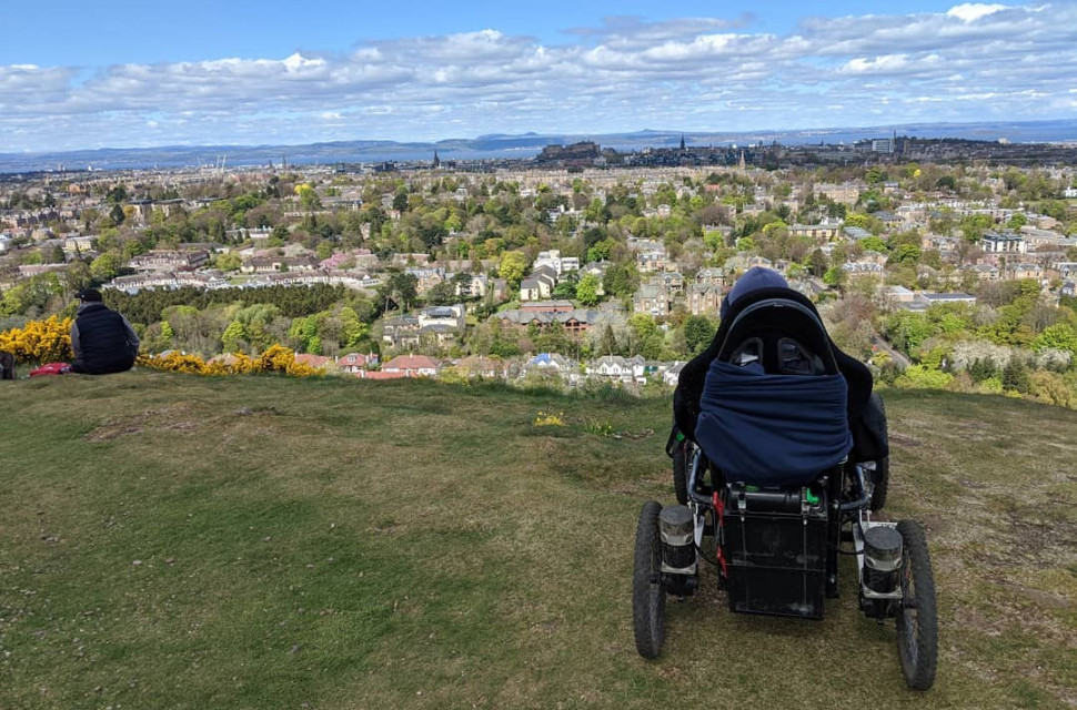 Peter lloyd fund raising.jpg Tetraplegic mountain biker, Peter Lloyd, sets challenge to climb seven hills in Edinburgh
