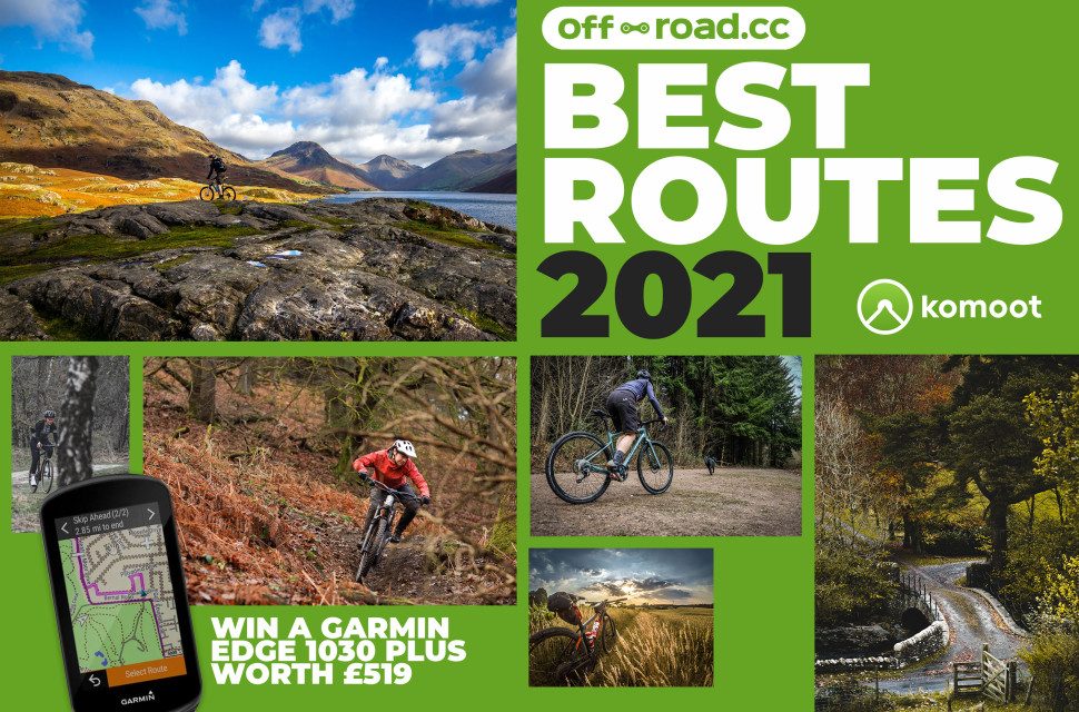 Komoot competition header Tell us your best UK routes on komoot and win a Garmin Edge 1030 Plus worth £519!