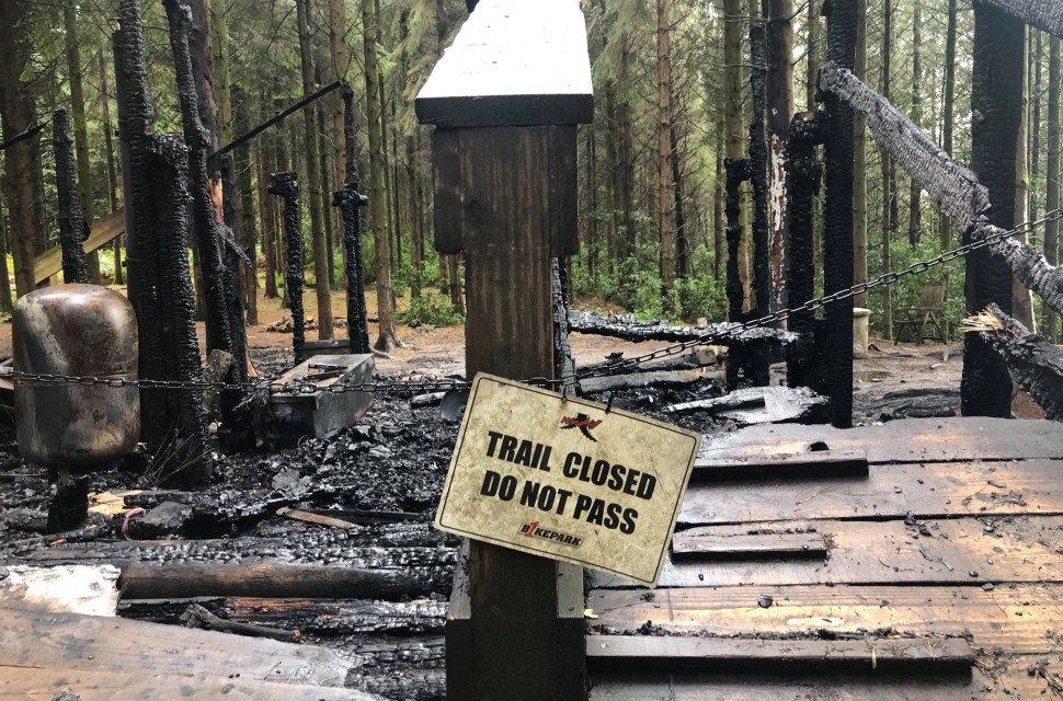 windhill bikepark fire.jpg Windhill Bikepark on Longleat Estate set on fire by vandals overnight